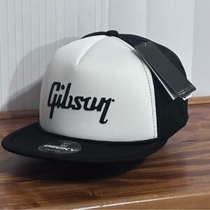Gibson snapback Style Mens Foam Trucker Hat  Black & White Hat